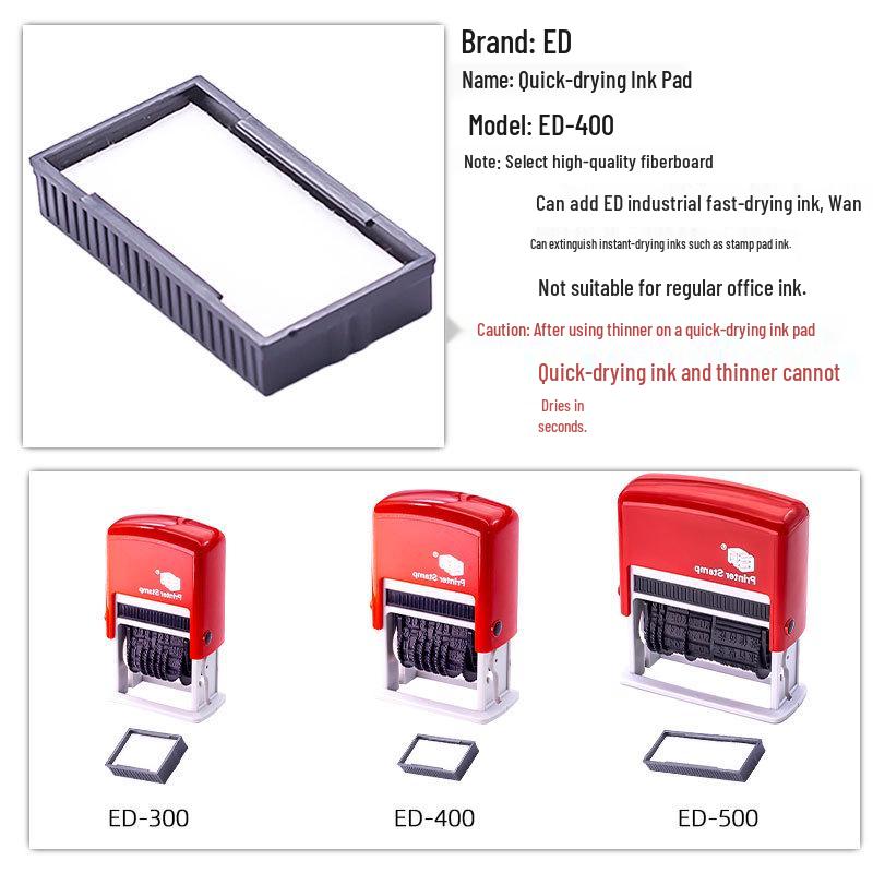 Re-inkable Adjustable Date Stamp ED401: Multi-Format English & Chinese with Slash/Dash Options and Number Wheel.
