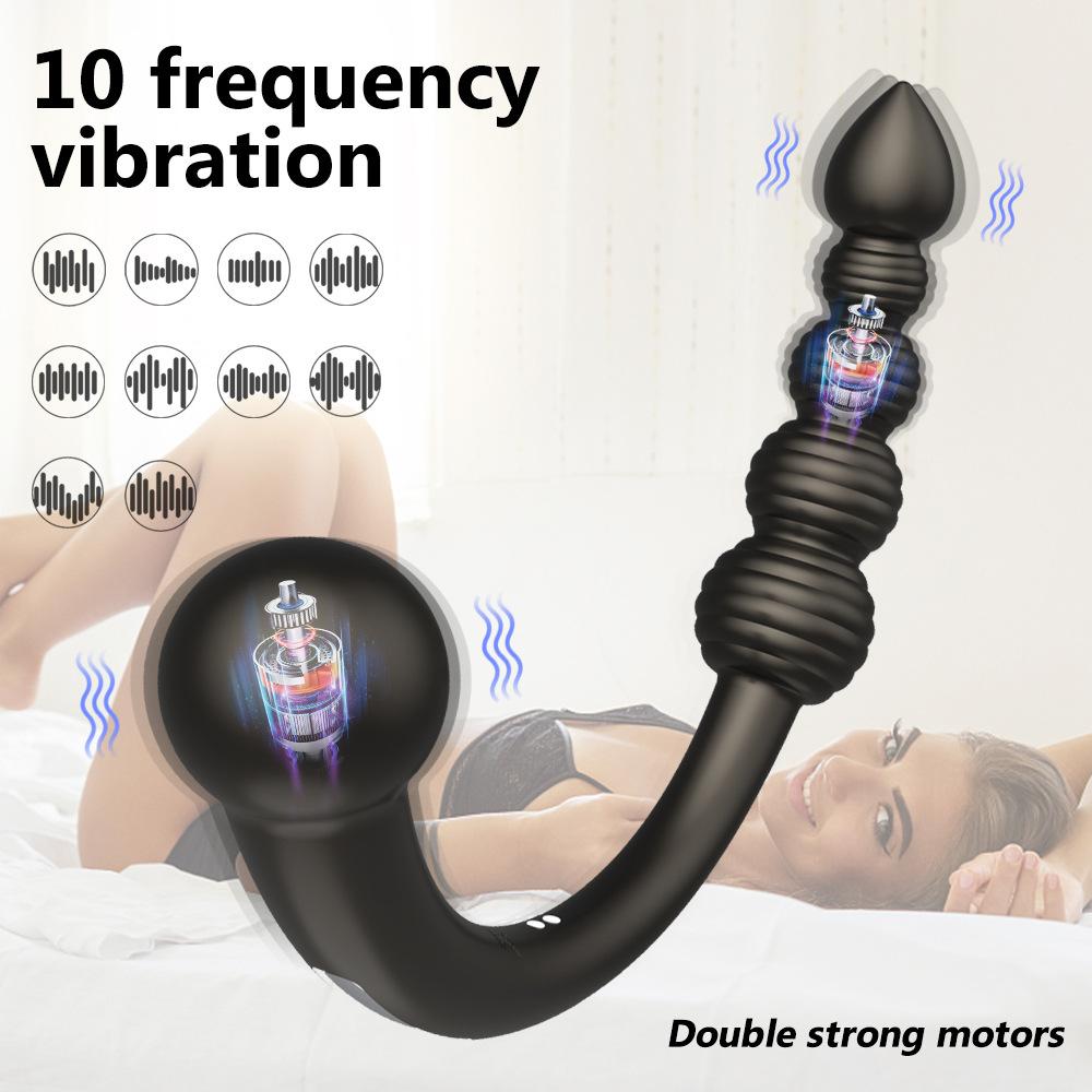 Double Head Beaded Vibrator Silicone G-Spot Vibrating Massager Female Dual Use Anal Plug Adult Toy