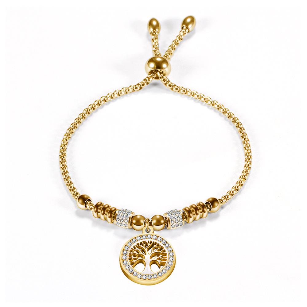Tree of Life Adjustable Bead Chain Titanium Steel Bracelet – 14MM Simple Design