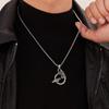 Vintage Necklace Men's Stainless Steel Hollow Ring Double Crow Hip-hop Punk Style Titanium