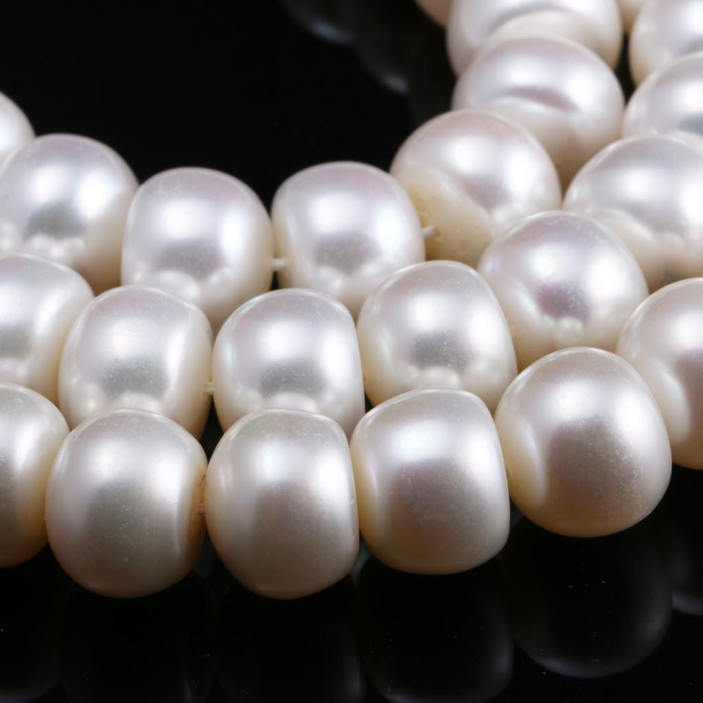 1String, White Natural Freshwater Pearls, Rondelle Pearl Beads, 10–11 Mm, for DIY Necklace Accessories, Jewelry Making Valentine's Day Gifts, 36cm
