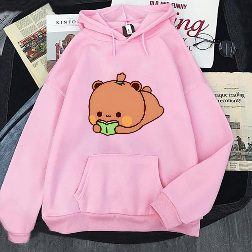 Dudu Is Reading Hoodie Men/women Kawaii Cute Bubu Panda Bears Sweatshirt Male Female Coats Y2k Sudaderas KPop Streetwear