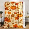 Autumn Pumpkins and Maple Leaves Design Flannel Blanket for Bedroom Living Room Sofa and Nap