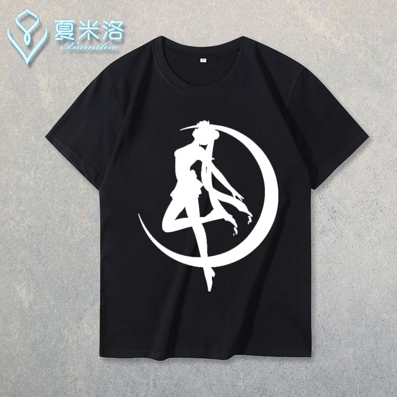 New Pretty Girl Warrior Theater Cosmos Moon Hare Cartoon Anime Poster Style Short Sleeve Loose