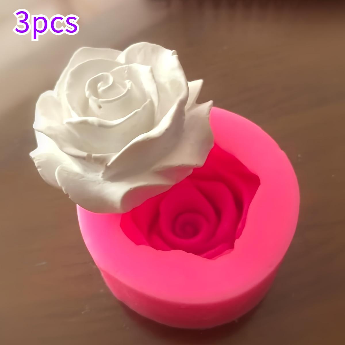 

Набор из 3 силиконовых форм для цветов розы для DIY шоколада, конфет, мыла и поделок - Универсальный 3D инструмент для выпечки и украшения розовый