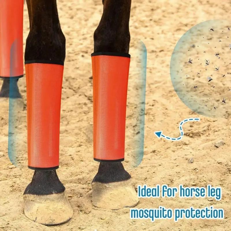 4 Pcs Professional Horse Fly Boots, Breathable Mesh Leg Wraps with Non-Slip Straps, for Pasture & Stable Protection