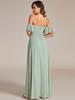 Ever-Pretty Women's Cold Shoulder Sweetheart Neckline Spaghetti Straps Chiffon Bridesmaid Dresses With Ruffle Sleeves