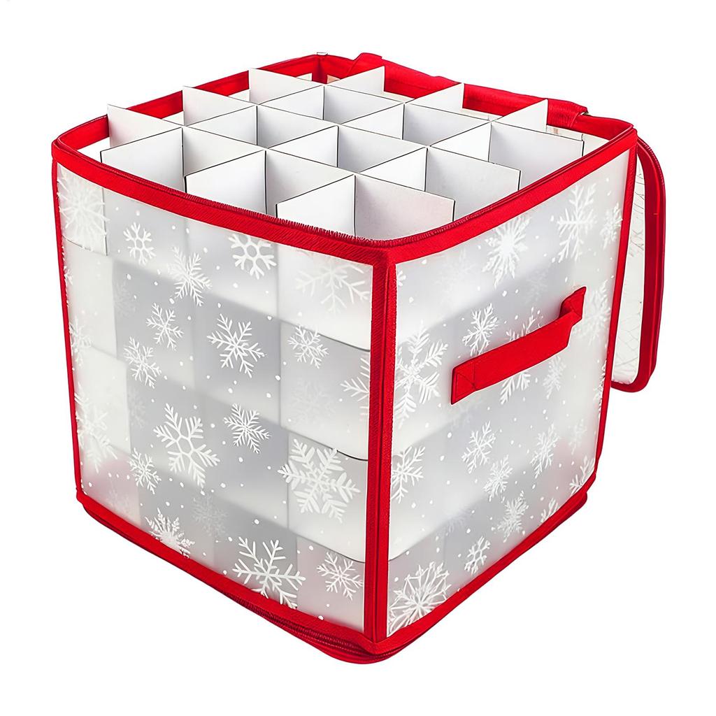 Foldable Christmas Ornament Box with 36 Slots, Dustproof Waterproof Storage Container with Handle, Decoration Organizer for Home