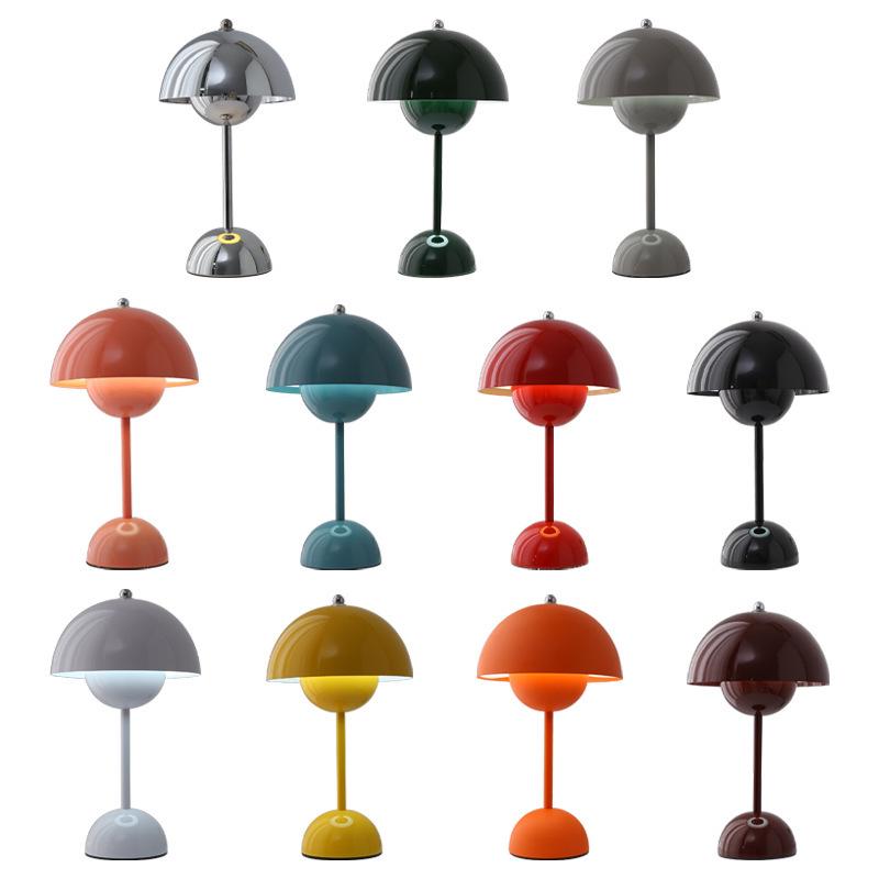 Danish Mushroom Table Lamp - USB Bedroom Night Light with Metal Iron Art Design