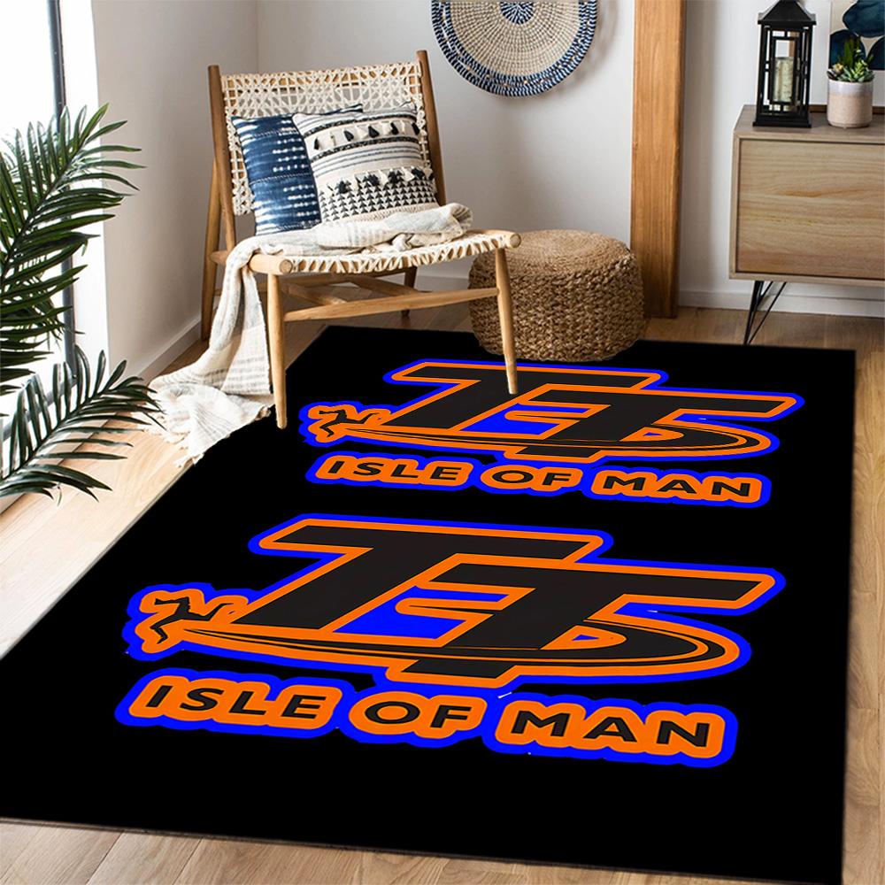 Isle Of Man Tt Course Map Themed Anti-Slip Rugs - Polyester Home Decor, Suitable for Bedrooms, Living Rooms, Doorways, Studios, and Decorations