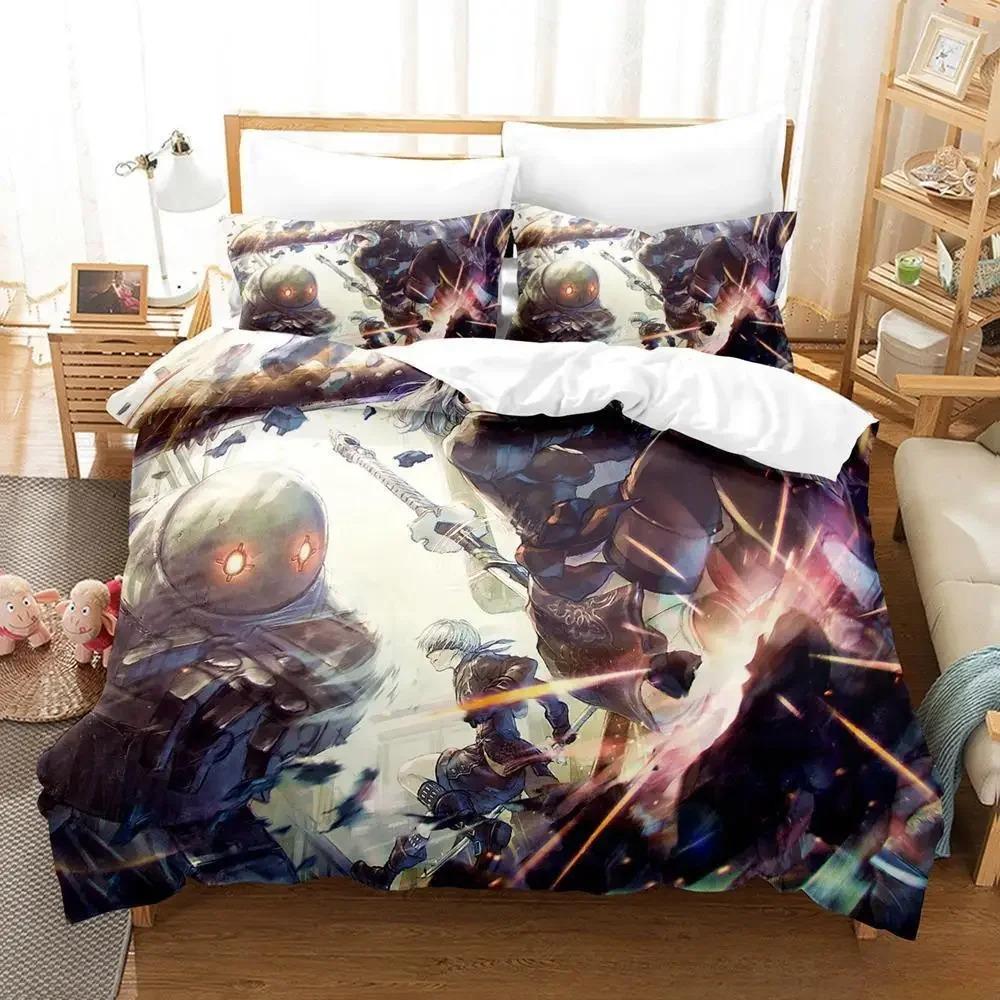 Nier Automata Bedding Set Single Twin Full Queen King Size Bed Set Adult Kid Bedroom Duvet Cover Sets 3D Anime Bed Sheet Set