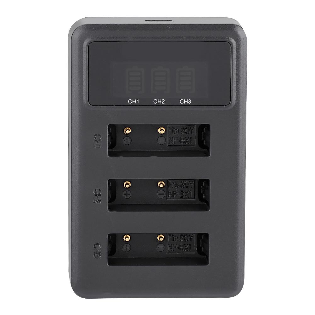 Action Camera Battery Charger 3 Slot USB Charging Accesory for Sony NP