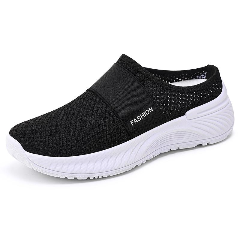 Women's Shoes Toe Caps Semi-flat Shoes Breathable Casual Shoes Slippers Single Shoes