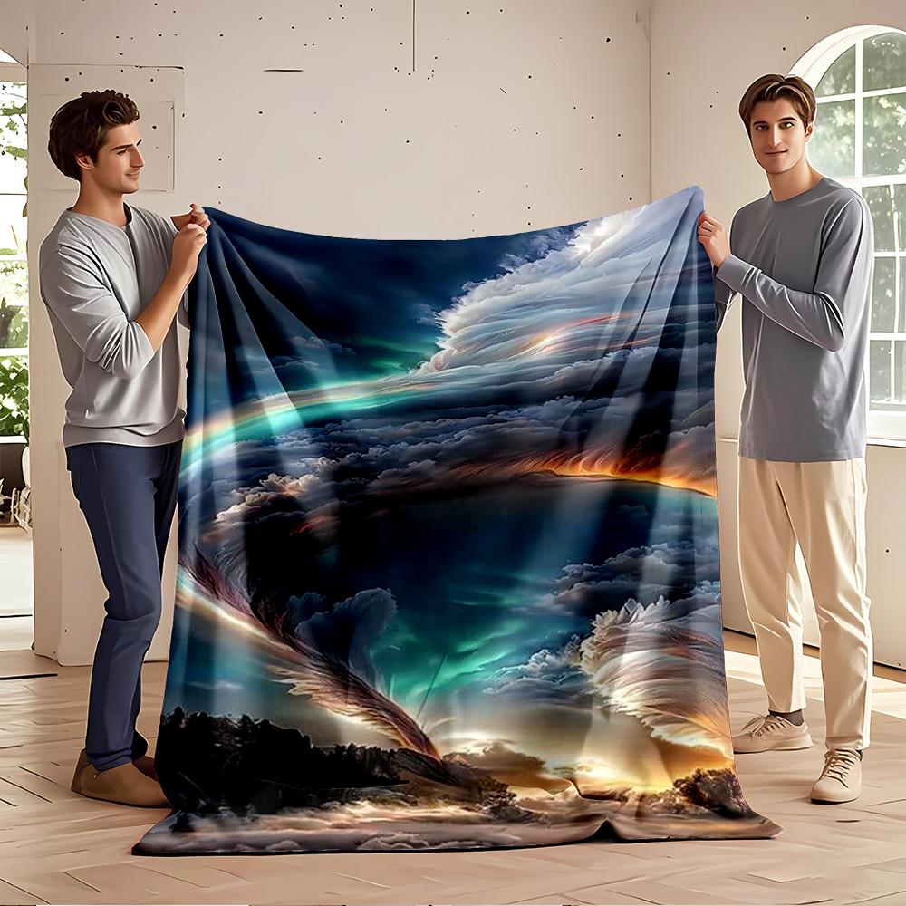 Whimsical Tornado Swirl with Vibrant Clouds Flannel Blanket for Bedroom, Living Room, Sofa, and Nap Sofas.