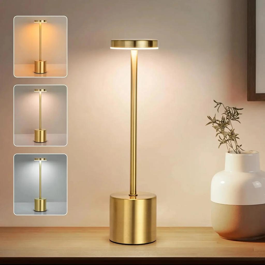 Enkel LED oppladbar berøringsmetall bordlampe tre farger sengekanten Creative Ambient Light Bar Utendørsdekorasjon Nattlys