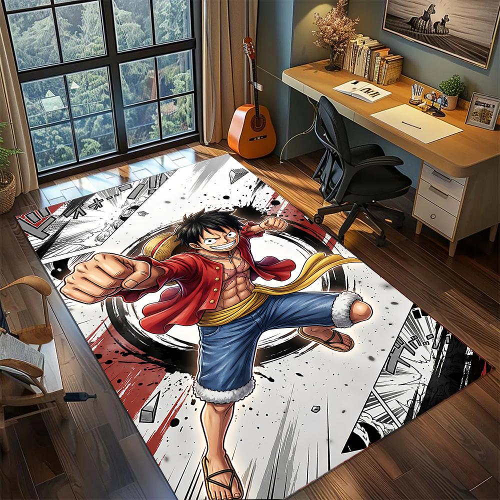 

Minimalist Luffy Straw Hat Skull Crossbones Rug Carpet Large Area Rug Non Slip Washable Floor Mat Gamer Room Bedroom Home Decor 60x90cm