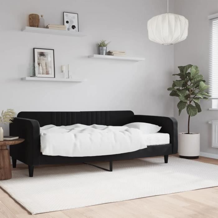 VidaXL Lit de jour avec matelas noir 100x200 cm velours 3197050