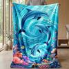 Oceanic Dolphins Swimming 1 Theme blanket Lightweight Warm Flannel Blanket Decorative Throw Blanket for Home Decoration