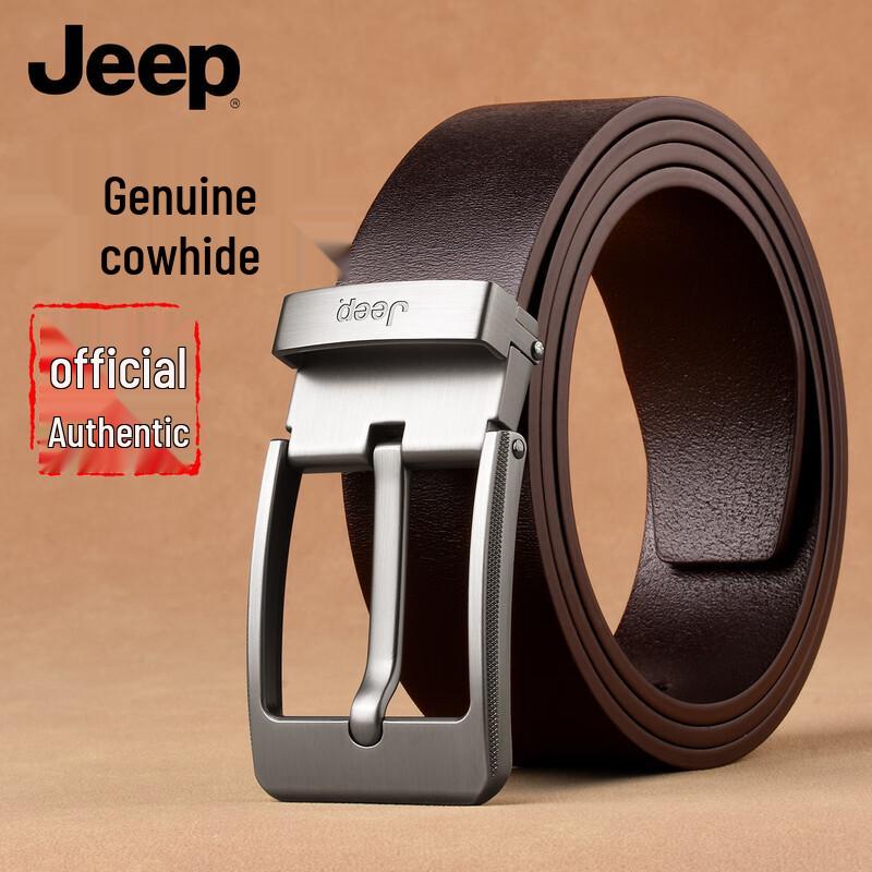 JEEP Men s Genuine Leather Pin Buckle Belt 120-125cm (Fits up to 39)