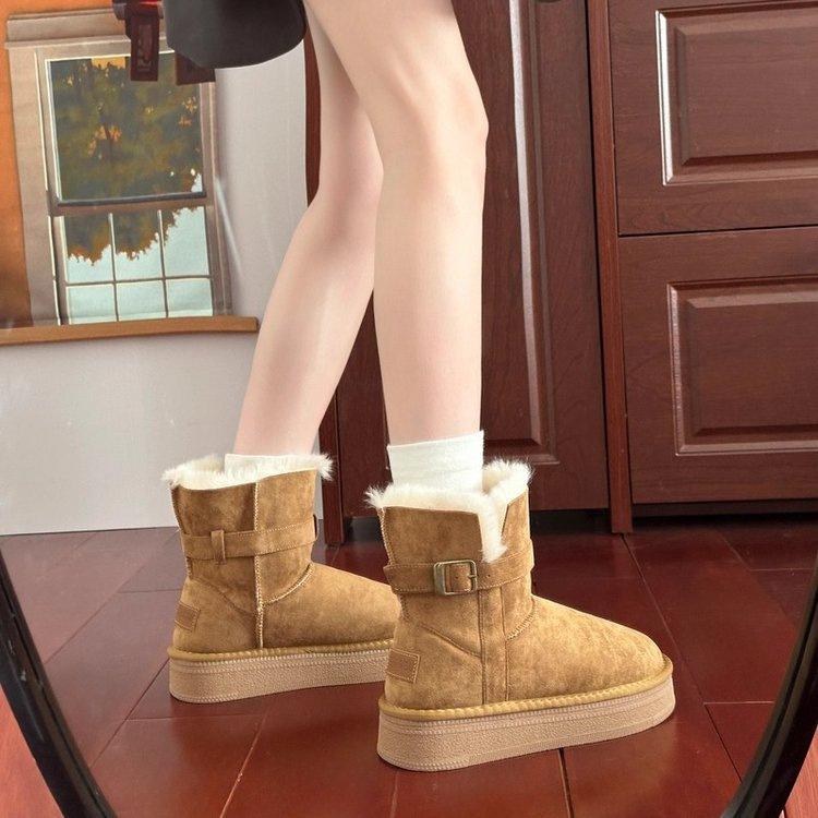 Thick-soled snow boots New winter piled thickened warm non-slip fluffy cotton boots