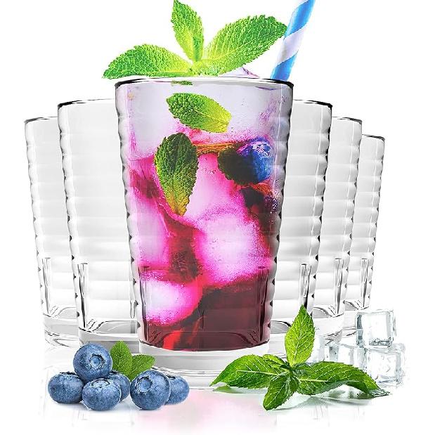 Plastic Tumblers Cups, [UNBREAKABLE Acrylic] Plastic Water Tumbler Drinking Glasses, 13-Ounce Set of 4, Shatter-Proof, Dishwasher Safe, BPA Free,