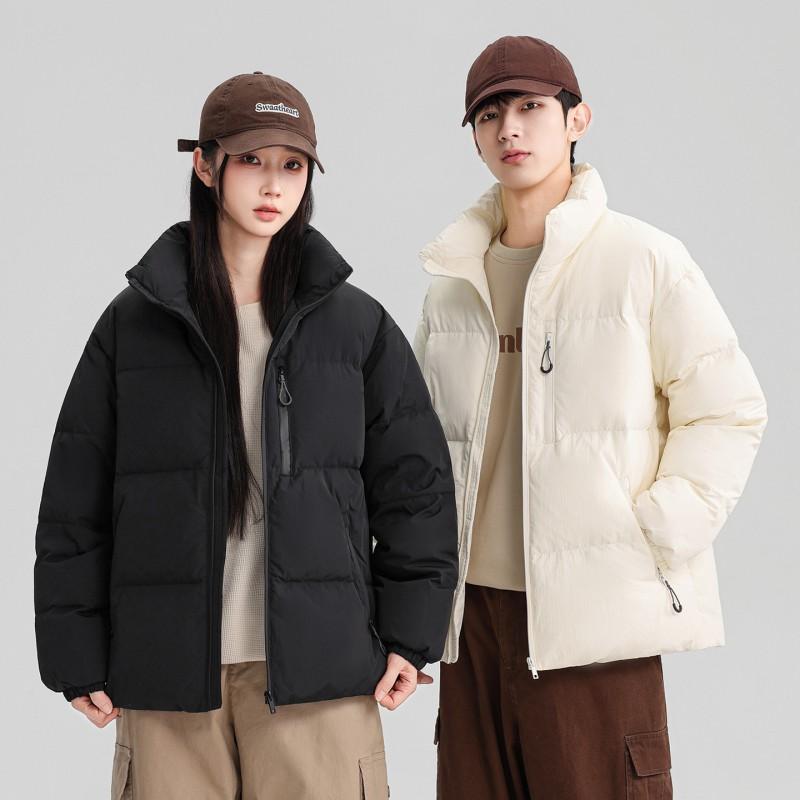 Men Women Winter Down Jacket Warm Thick Stand Collar Casual Loose Fit Duck Puffer Coat