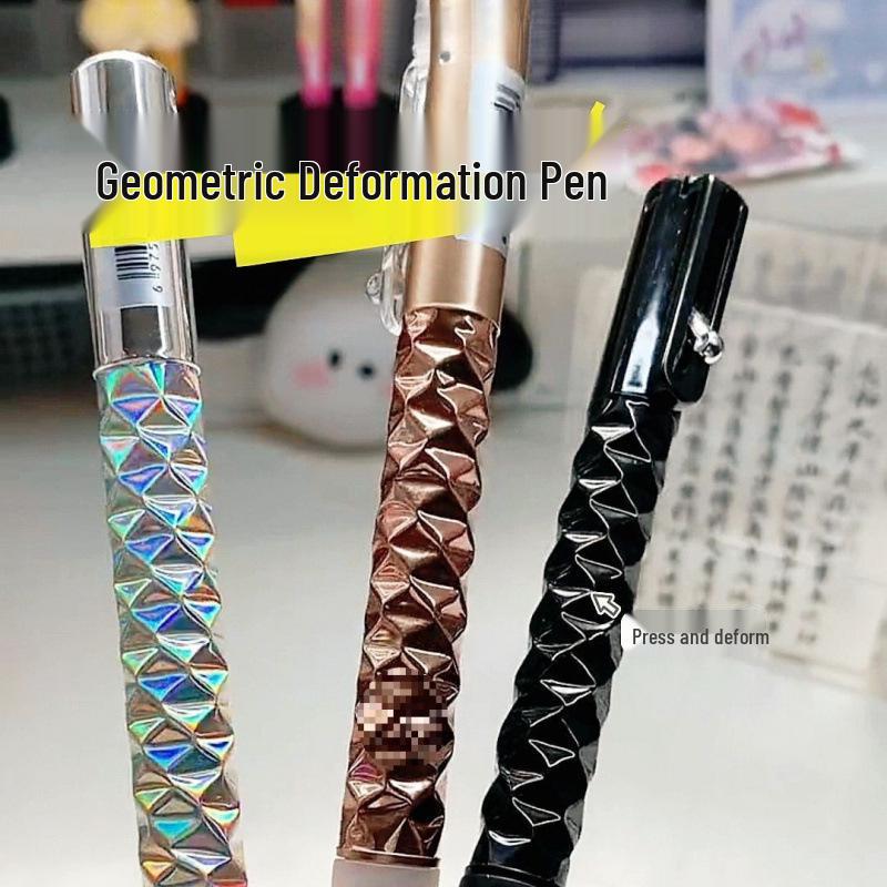 Douyin Geometric Transformation Stress-Relief Pen: Quick-Dry, Black, Diamond Motion, Creative Niche Stationery