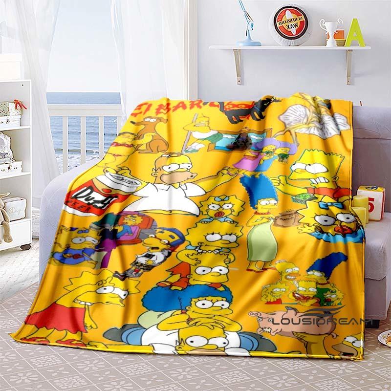 Kawaii Donut Pattern Blanket, The Simpsons Travel Flannel Blanket, Warm Blanket for Sofa Beds, Holiday Gift.
