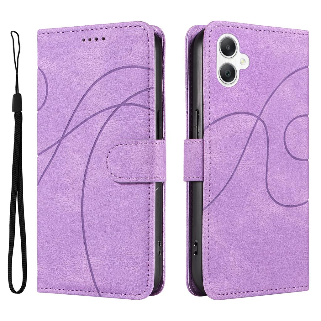 For Samsung Galaxy A07 5G/A06 4G/A06 5G Case Stand Wallet Leather Phone Cover Curved Line Wrist Strap