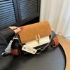 Bag women's bag matte contrasting color fashion PU shoulder bag retro small square bag messenger bag