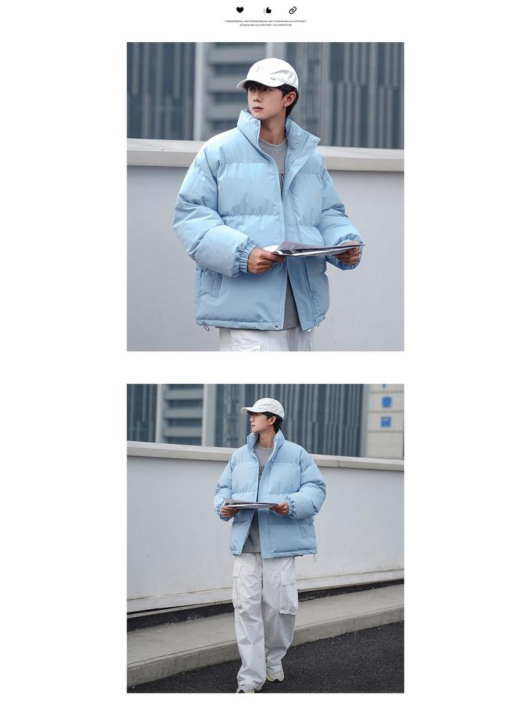 Unisex Cotton Jacket: Winter Wear for Couples, Versatile Two-Way Design, Solid Color, Casual Hooded Jacket.