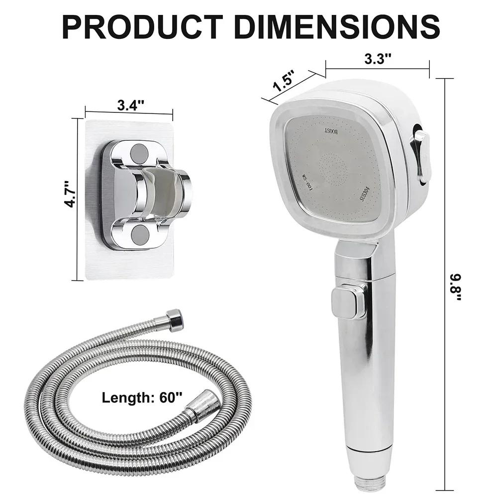 Shower Head Booster Shower Head Water Saving Shower Head 1 5m Encrypted Pipe 3 Spray Modes High Pressure RV Camper Shower Head