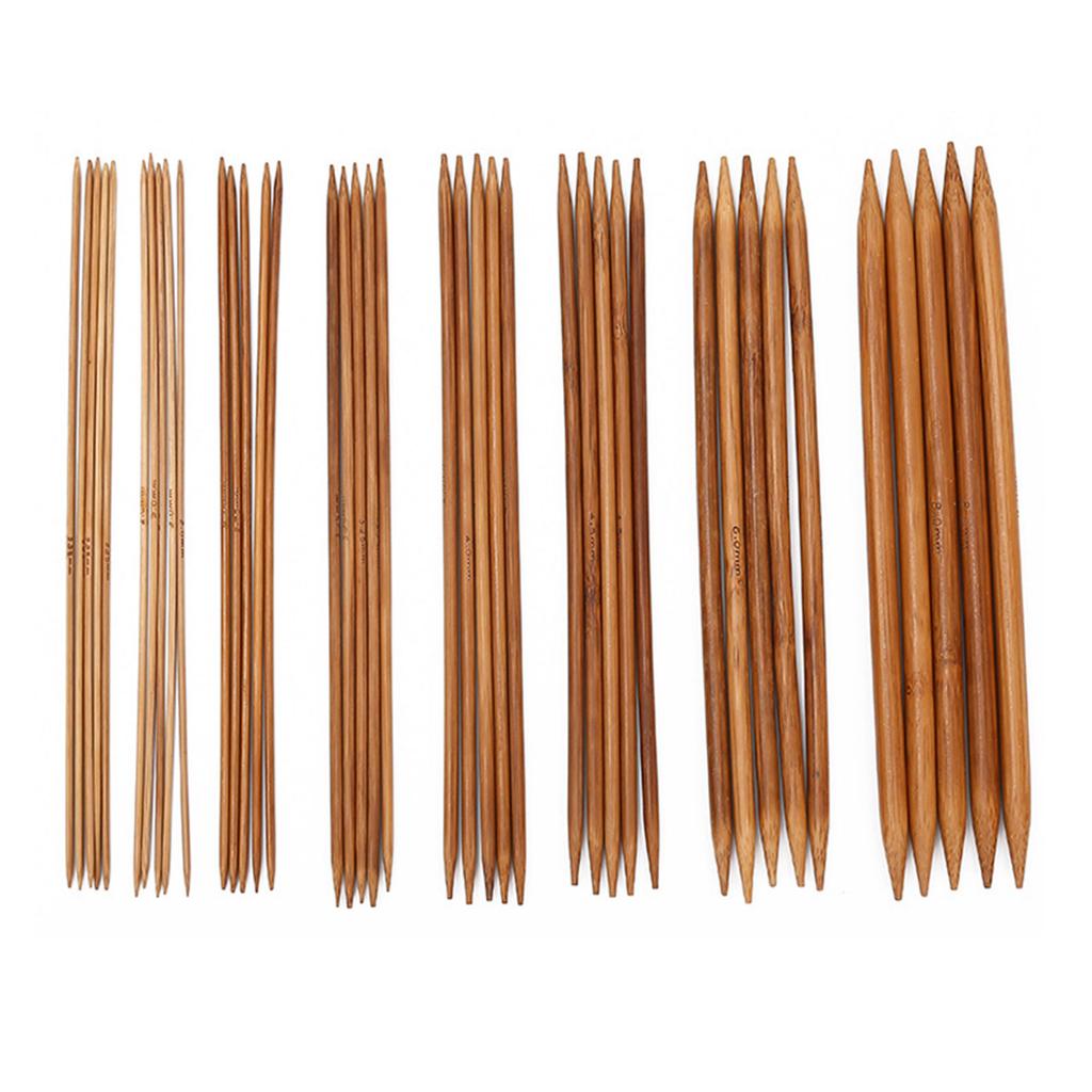 5ks 20cm Bambusové Pletací Jehly Háčky na Háčkování Dvoušpičaté Karbonizované Bambusové Jehly Svetr Pletení Řemeslo 13 Velikostí Nástroj