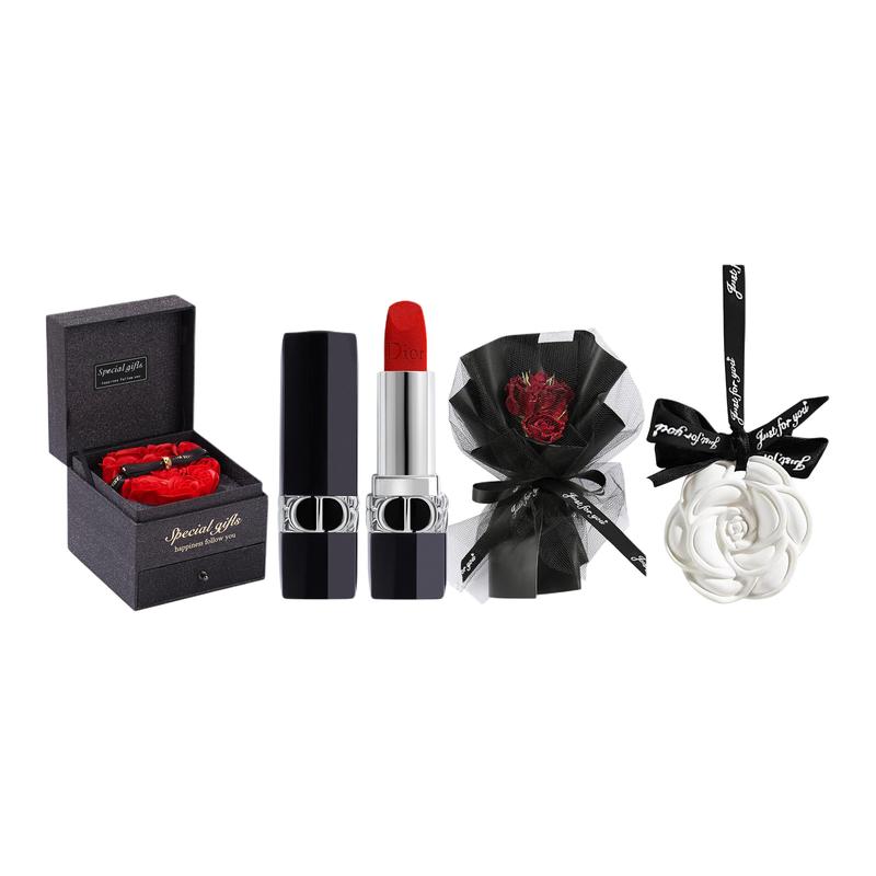 

DIOR Fierce Blue Gold Lipstick Lipstick Camellia Aromatherapy Bouquet Gift Box Velvet Mother s Day Gift for Mom Cosmetics