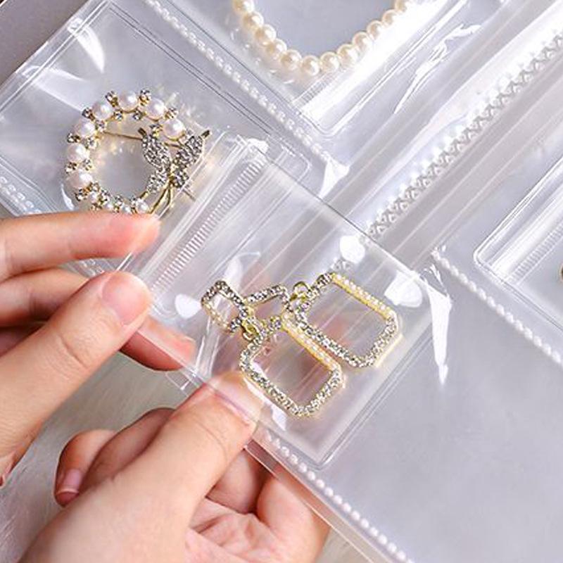 Portable Transparent Jewelry Storage Album, PVC Sealed, Anti-Oxidation Bag for Silver Necklaces & Earrings
