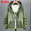 10XL 11XL Plus Size Men Summer Jackets Thin Ice Silk Sun Protection Ultra-Light Hooded  Jacket Big Size 9XL Windbreaker Jacket