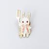 Personalized Cartoon Rabbit Fork Brooch - Cute Animal Metal Badge for Clothing Accessories