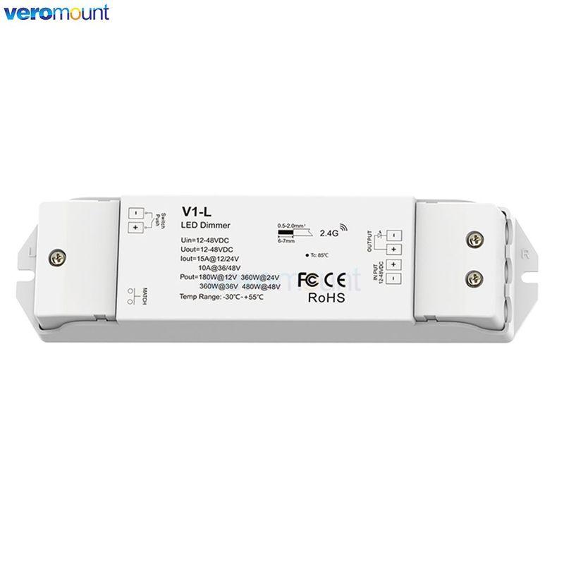 Skydance V1-L 2.4G RF Wireless Remote V1-L(WT) WiFi Tuya APP + Push Dim LED Dimmer CV Controller 12V 24V 15A PWM 0-100% Stepless