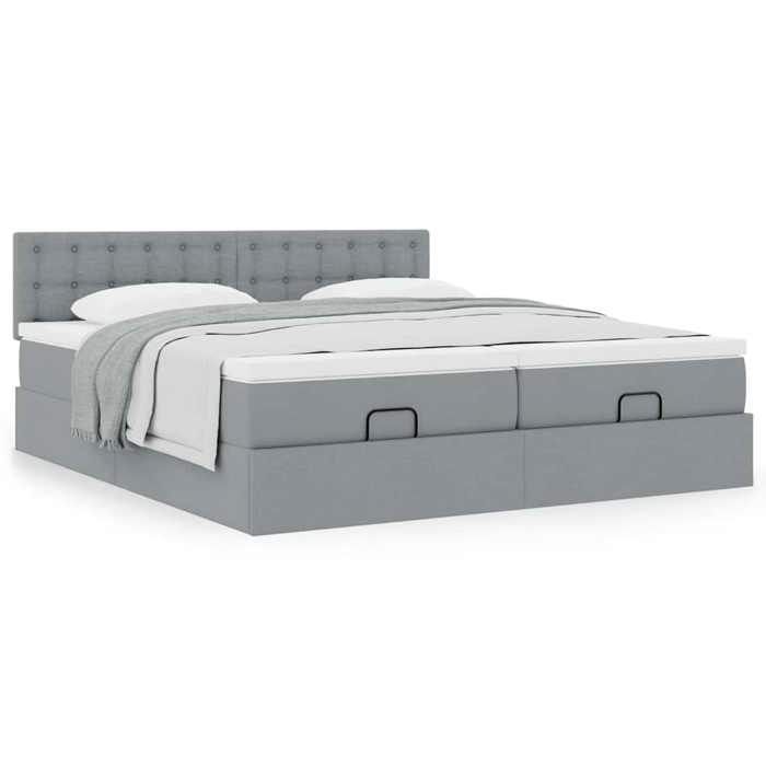 Maison Exclusive - Cadre de lit ottoman et matelas gris clair 200x200cm tissu
