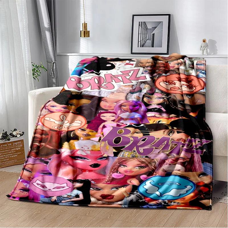 Bratz Cartoon D Aufdruck Mädchen Decke Weiche Flanell Überwurf für Schlafzimmer Sofa Picknick Büro Wandern Kinder Geschenk Heimtextilien