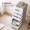 6-Drawer Dresser Tall Chest for Bedroom with Anti-Tip 40x40x110 cm Light Gray and White