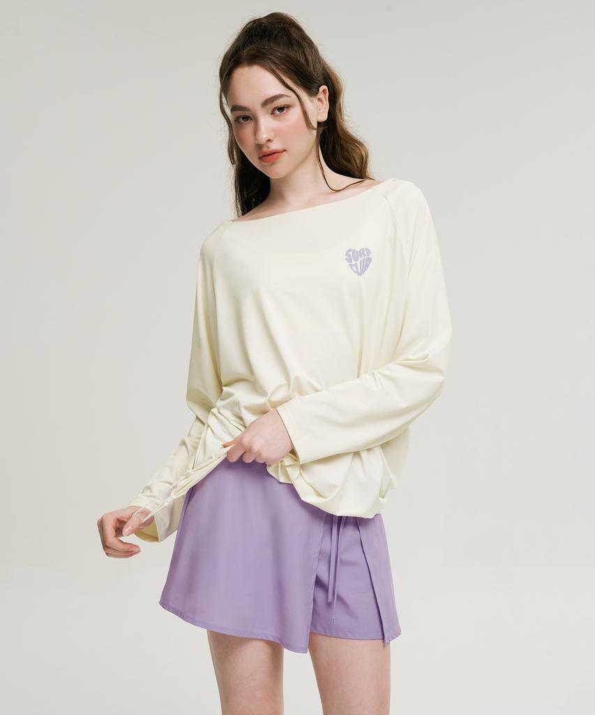 Leijibi [Set] Cotton Candy String Women'S Long Sleeve Rash Guard + Wrap Skirt Set (2 Colors)