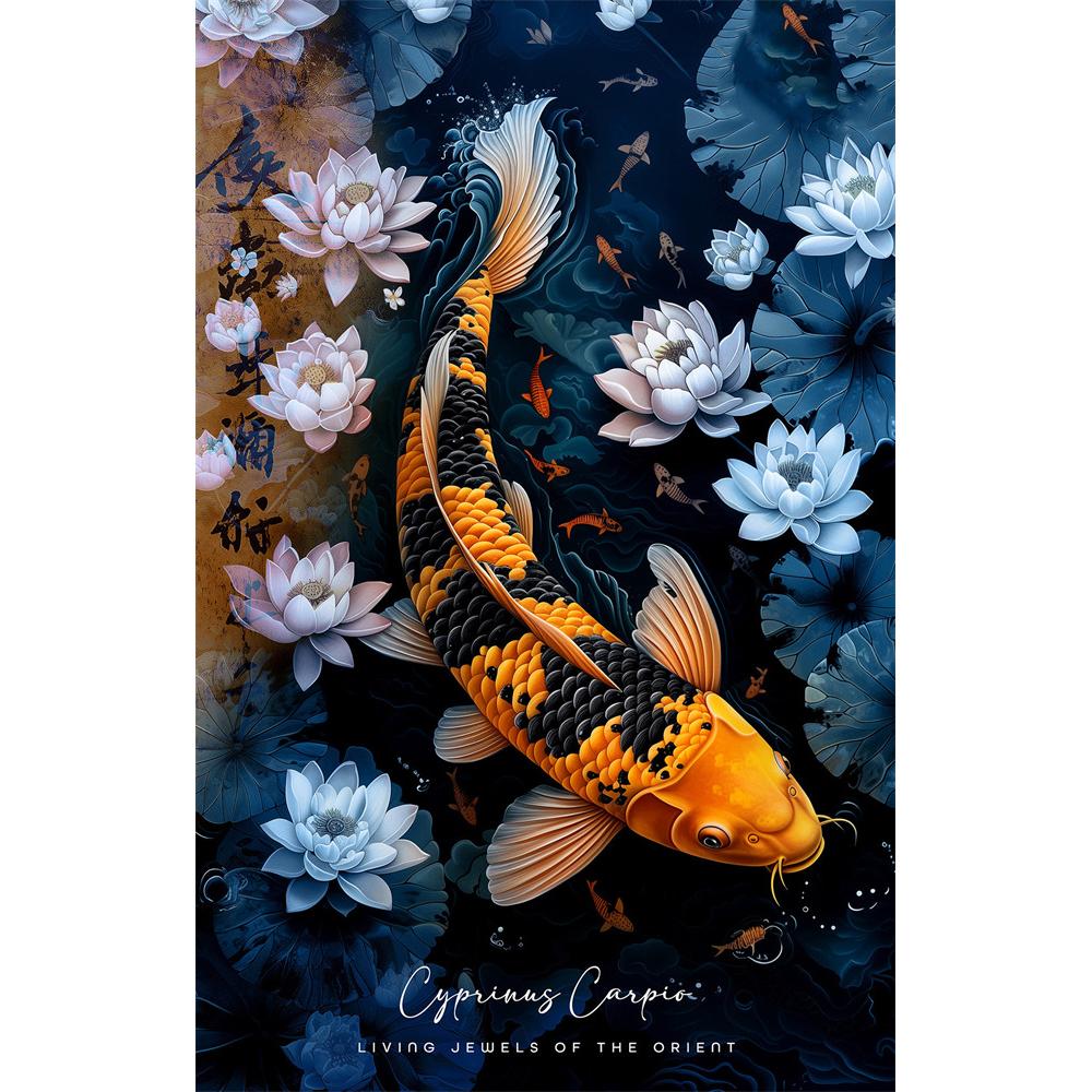 DIY Diamond Painting Retro Chinese Style Red Koi Lucky Carp Luxury Fish Calligraphy Embroidery Cross Stitch Kit Living Room Home Art Wall Decor