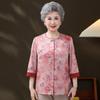 Imitation Silk Shirt for Elderly Women - Chinese National Style