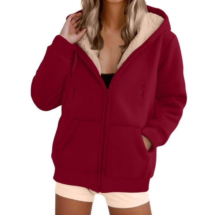 Women Hooded Jacket Casual Loose Zipper Cardigan Long Sleeve Sweatshirt Fashion Outerwear