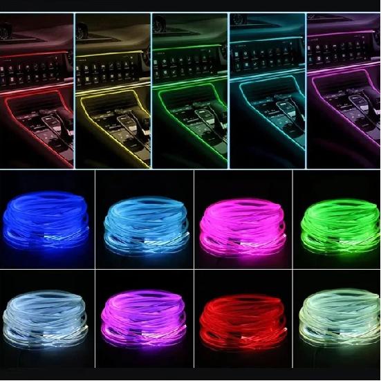 1/2/3/4/5M RGB Car Interior Ambient LED Light Strip Invisible USB Fiber Optic Atmosphere Lamp Support Door Decoration Lamp