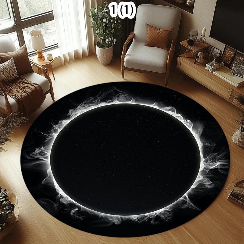 

3D Optical Illusion Crack Vortex Deep Hole Carpet Round Fire Ring Area Rug Bedroom Leisure Carpets Sofa Bedside Non-slip Rugs 80X80CM