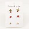 S925 Silver Needle Korean Temperament Sweet Fashion New Mini Cactus Strawberry Three-piece Combination Stud Earrings