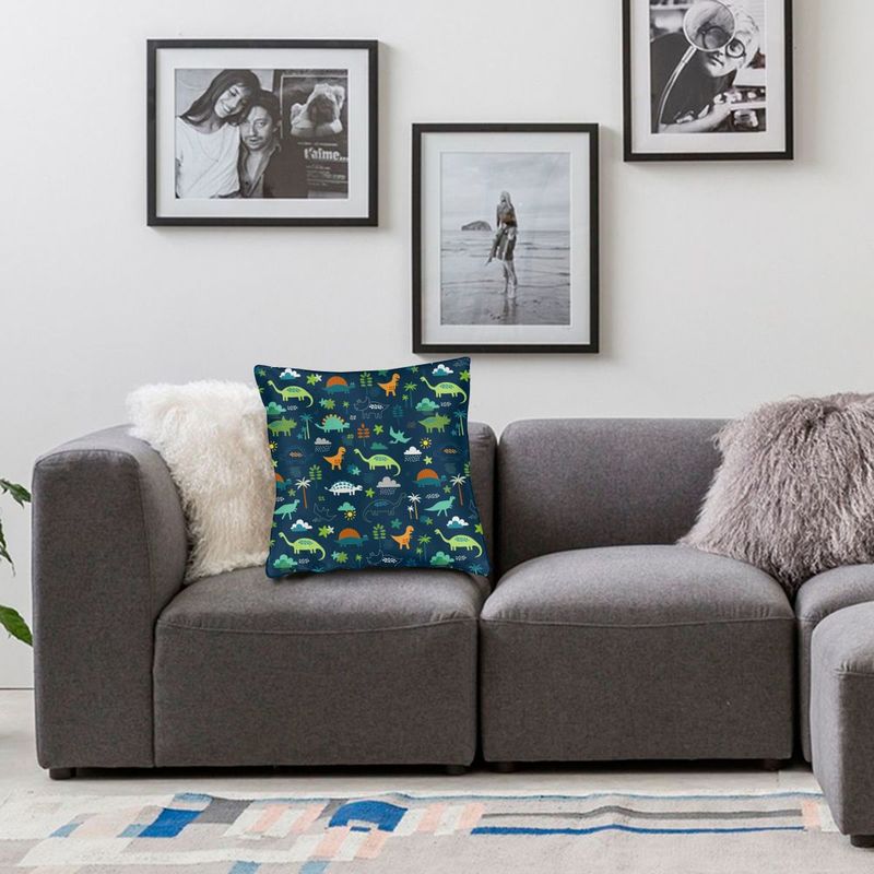 Dinosaur Land Cushion Covers Sofa Home Decor Cute Dino Pattern Square Throw Pillow Case 45X45