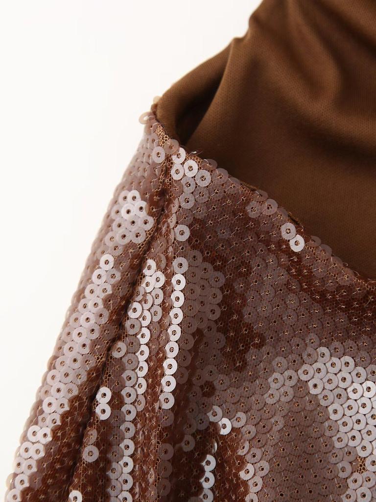 Women's Winter 2024 Sequin Spaghetti Strap Backless Maxi Dress - European & American Style Fashion